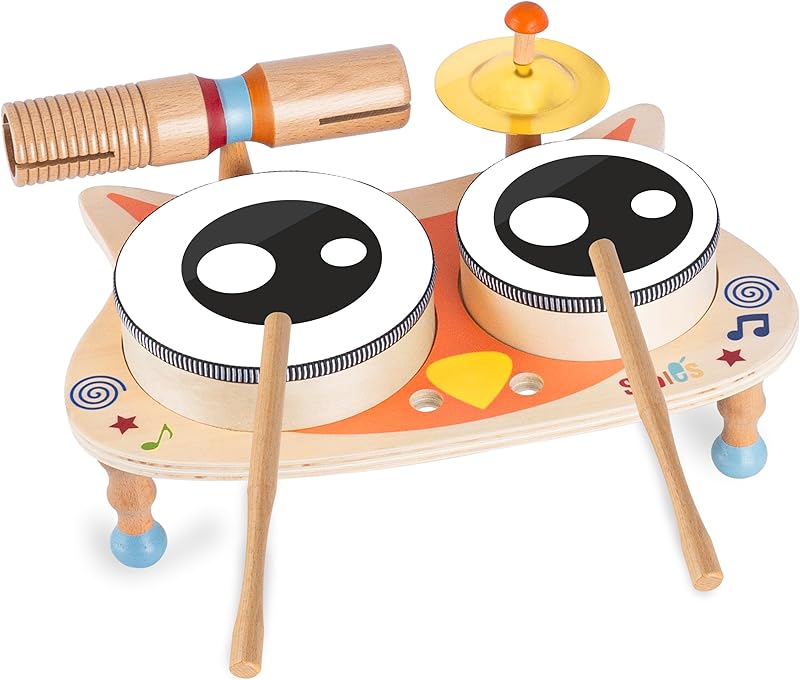 Stoie’s International Wooden Music Set for Toddlers and Kids- EcoFriendly Musical Set with A Cotton Storage Bag - Promote Environment Awareness, Creativity, Coordination and Have Lots of Family Fun