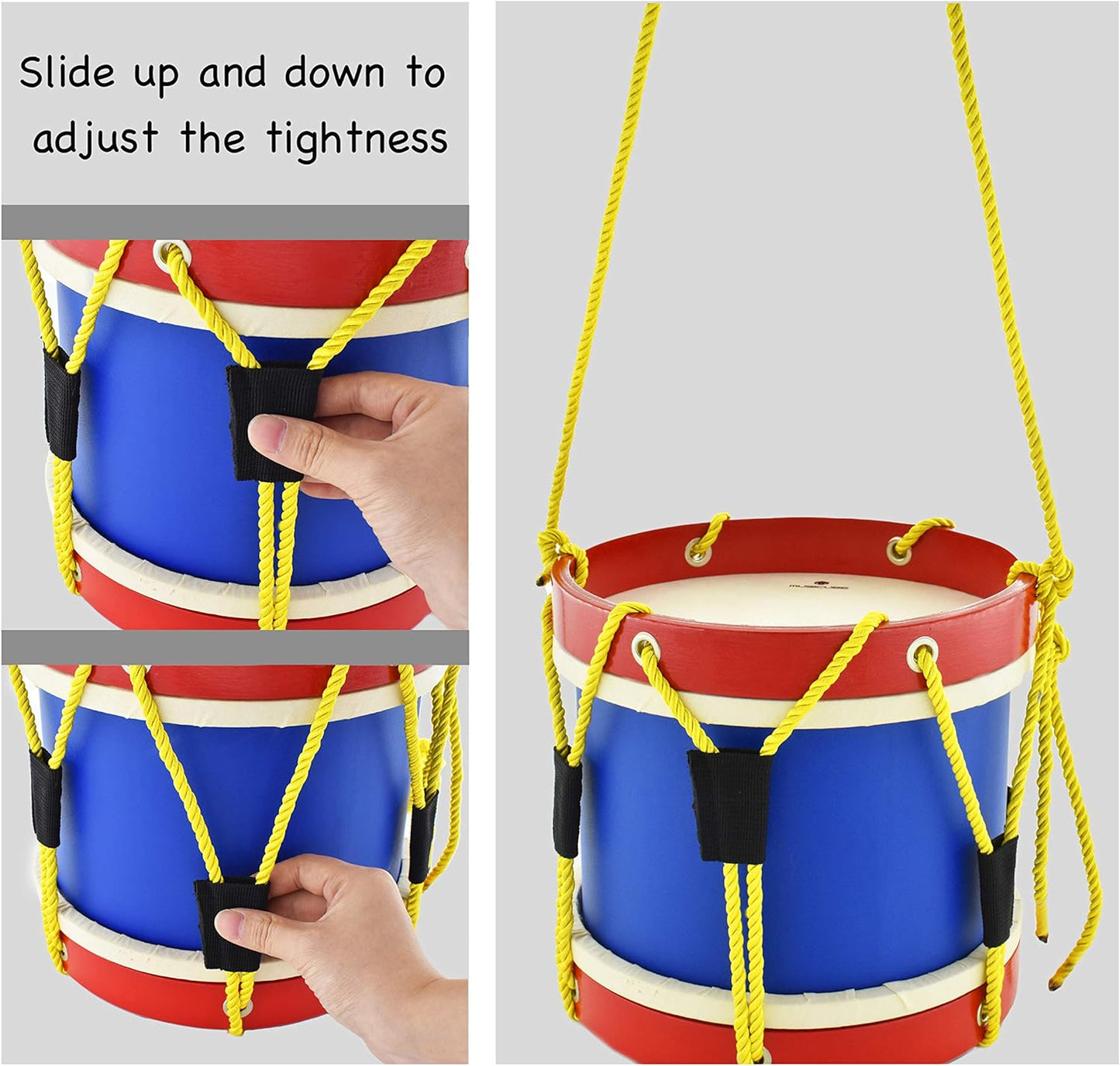 MUSICUBE Marching Drum Set for Kids 8 Inch Drum with an Adjustable Strap and 2 Wooden Drum Sticks Toy Drum Set for Toddler Children Percussion Musical Instrument Gift Choice