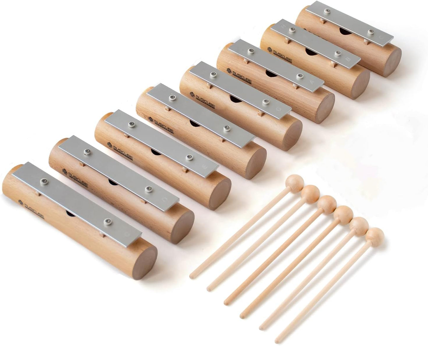 MUSICUBE Resonator Bells for Kids xylophone Glockenspiel 8 Notes Metal Hand Chime Orff Instrument for Kindergarten School and Family Musical Instrument Gift for Boys Girls (C5-C6)