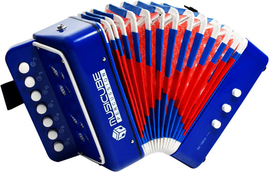 MUSICUBE Kids Accordion Instrument Toys 10 Keys Button Small Accordion for Boys &amp; Girls Educational Musical Instrument Toys Christmas Gift Choice (BLUE)