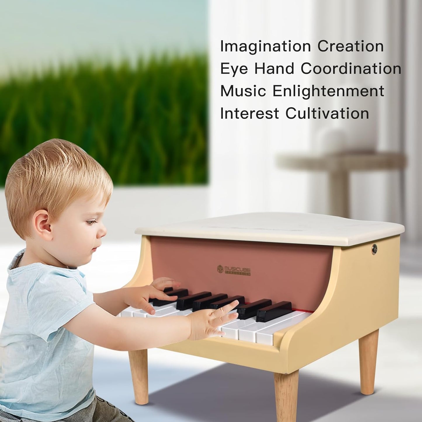 MUSICUBE Kids Piano 18 Keys Grand Piano for 3-7 Years Old Beginner Girls Boys First Mini Piano Toys Educational Musical Instrument Gift Choice (Range: C4-F5)