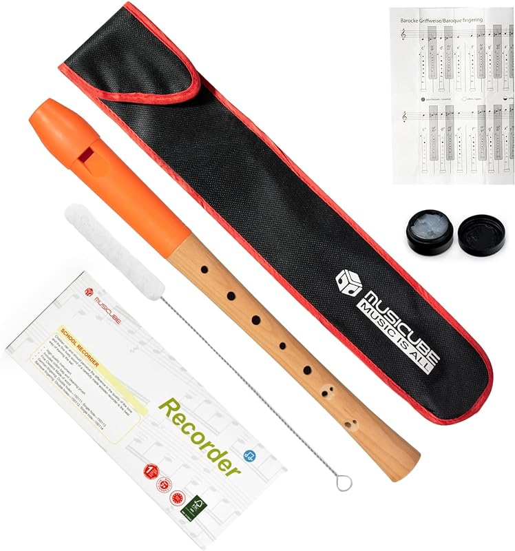 MUSICUBE Soprano Recorder Instrument Baroque Recorder for Kids Adults Beginner Musical Recorders with Clean Kit and Storage Bag