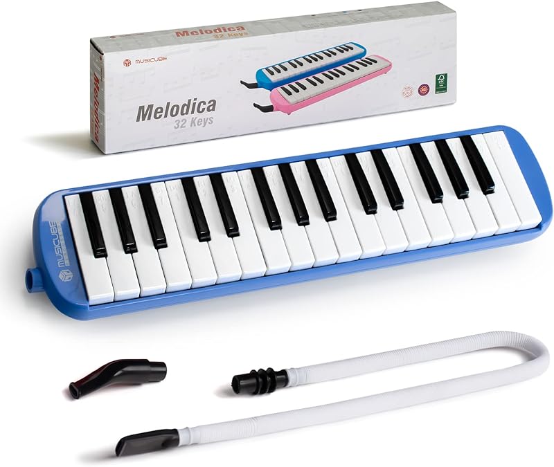 MUSICUBE Children's Melody 32 Key Melody Musical Instrument Air Piano Keyboard,Belt 1 One Long Tube,1 One Short Bolwtorch,Suitable for Beginners,Music Gift for Boys and Girls(Blue)