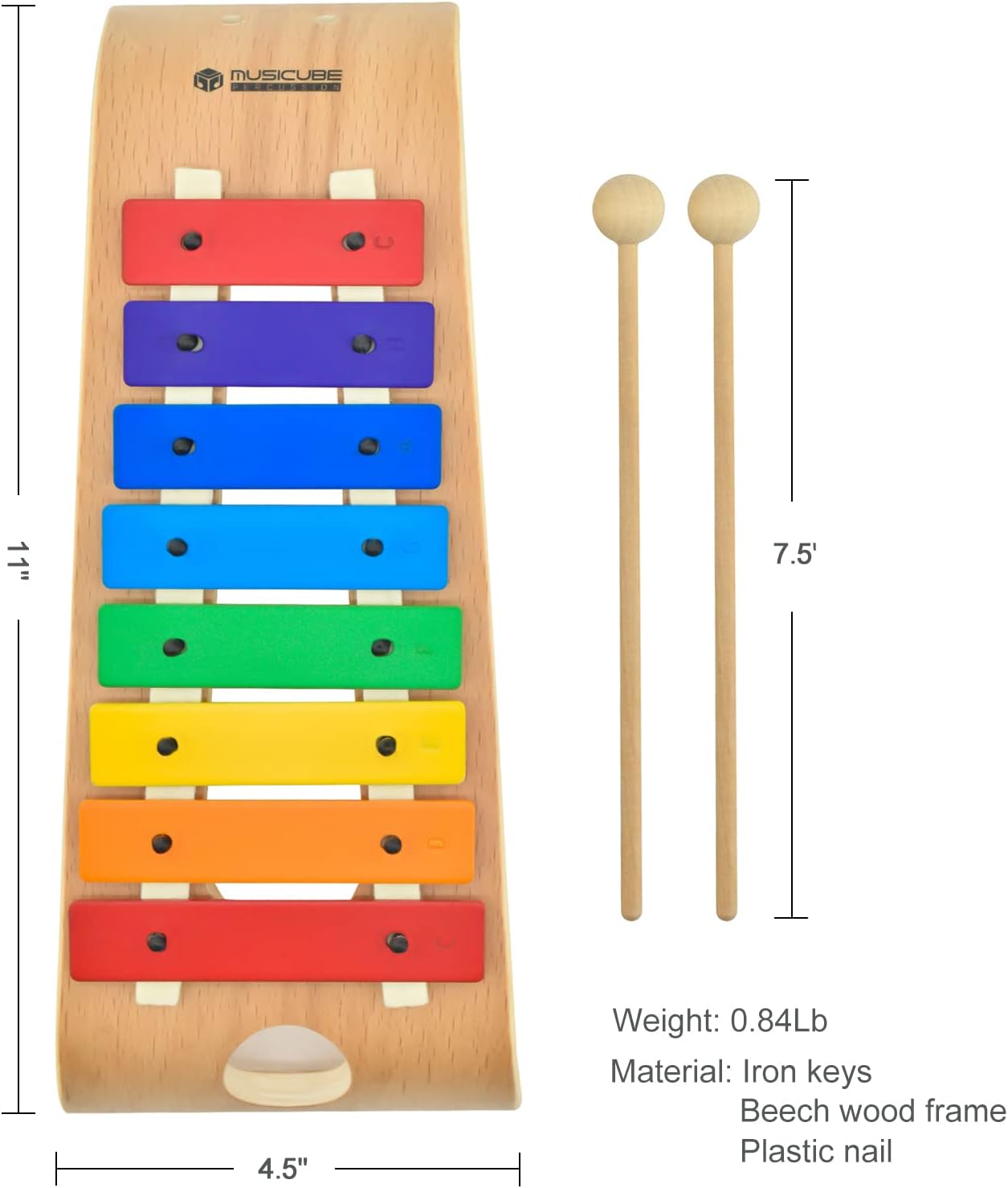 MUSICUBE Xylophone for Kids Wood Xylophone with Mallets Orff Music Instrument for Educational&amp; Preschool Learning Baby Percussion Kit with Professional Tuning for Toddlers Gift Choice for Children age