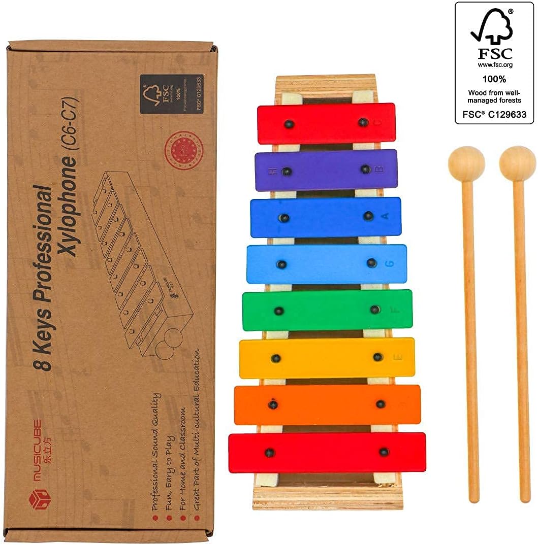 MUSICUBE Xylophone for Kids Baby Xylophone with Professional Tuning Wood Xylophone Toy Instrument for Children Toldder Boys Girls Gift Choice