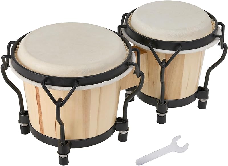 MUSICUBE Bongo Drum Set, 6” and 7” Percussion Instrument, Wooden and Metal Drum for Adult Kids Beginners Professionals with Tuning Wrench