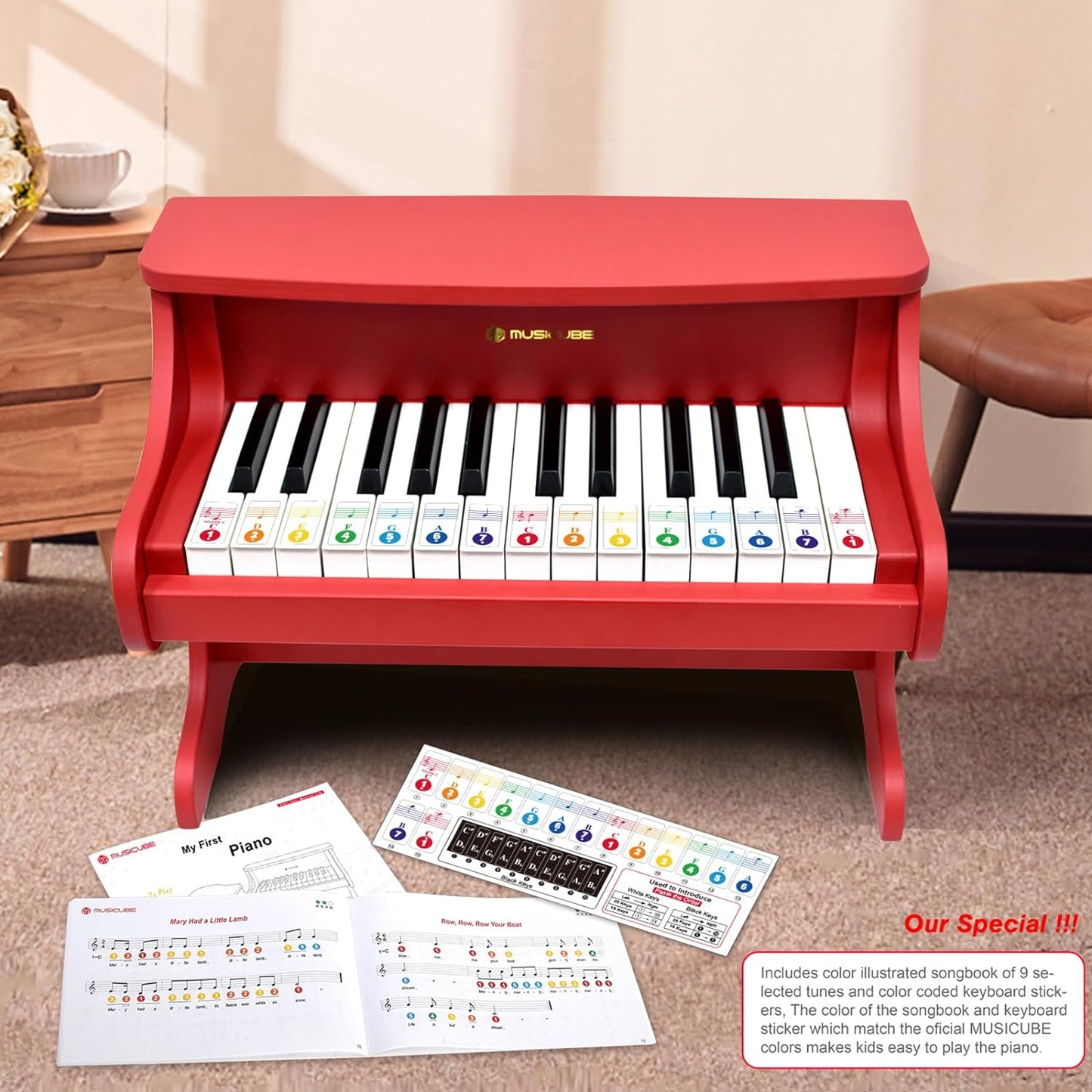 MUSICUBE Kids Piano Keyboard 25 Keys Digital Piano for 3-7 Years Old Beginner Girls Boys First Mini Piano Toys Educational Musical Instrument Gift Choice (Range: C4-C6)