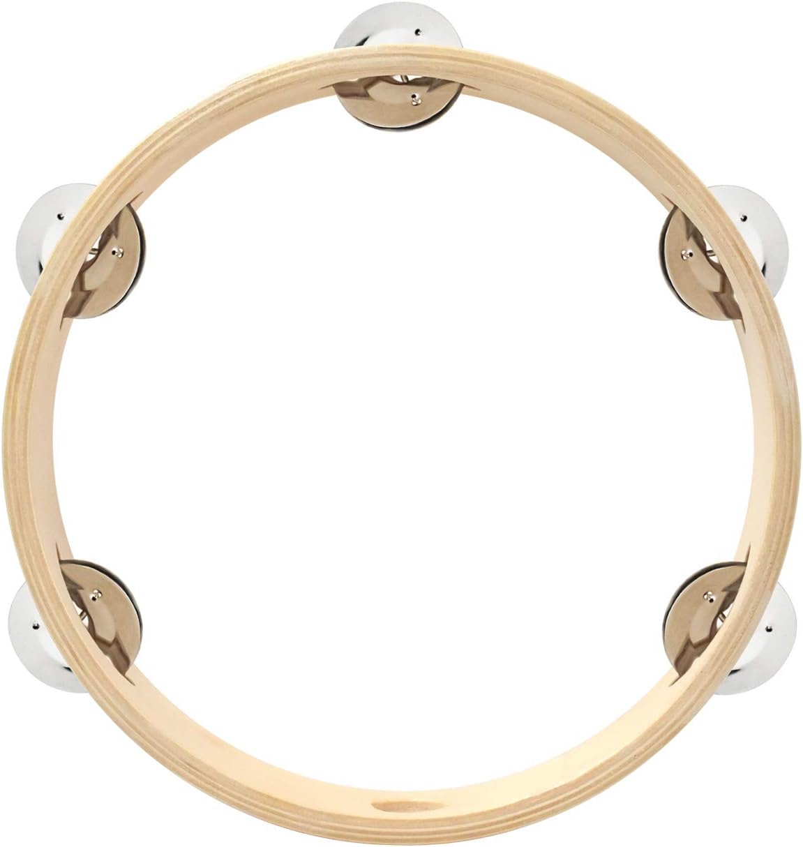 MUSICUBE 8-Inch Tambourine for Adults Kids Single Row Wooden Tambourine with Stainless Iron Jingles Educational Hand-Held Percussion Instrument Toys for Home School Party Supplies