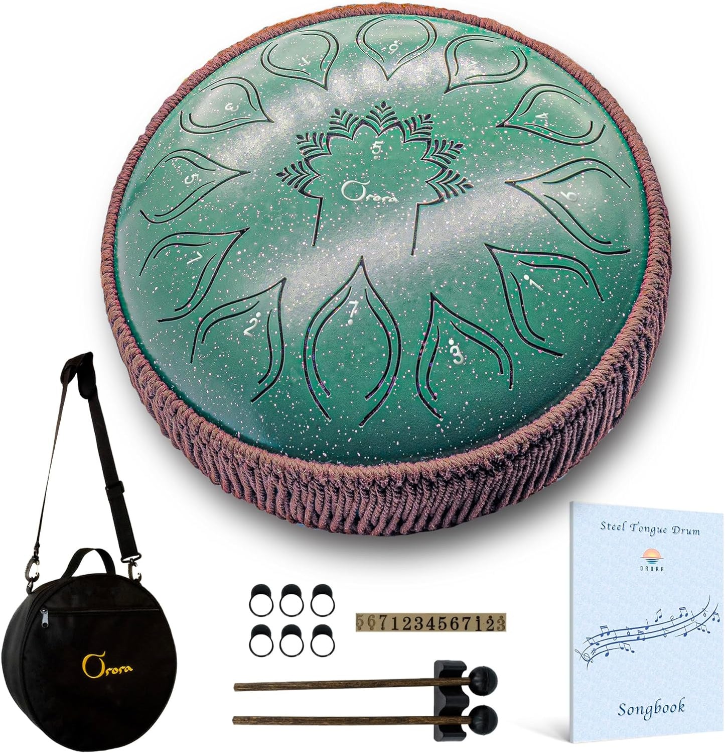 ORORA Steel Tongue Drum (12 Inches 13 Notes) - Hand pan - Free 20 Sheet Music songbook - Musical Instrument for Kids and Adults with carrying bag - Zen, Relaxation, and Meditation - Unique Gift