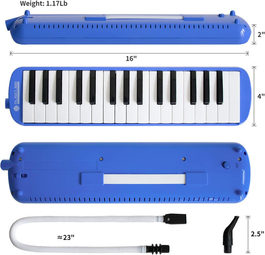 MUSICUBE Children's Melody 32 Key Melody Musical Instrument Air Piano Keyboard,Belt 1 One Long Tube,1 One Short Bolwtorch,Suitable for Beginners,Music Gift for Boys and Girls(Blue)